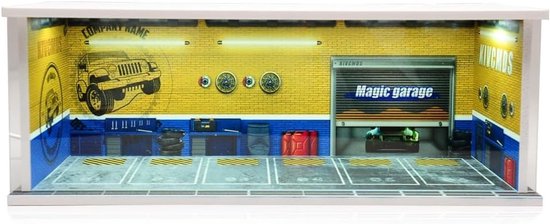 Diorama Garage Display Case voor 1/64 Modelauto's, Miniatuur Parkeerplaats met LED Verlichting, Perfect voor Verzamelobjecten en Cadeaus