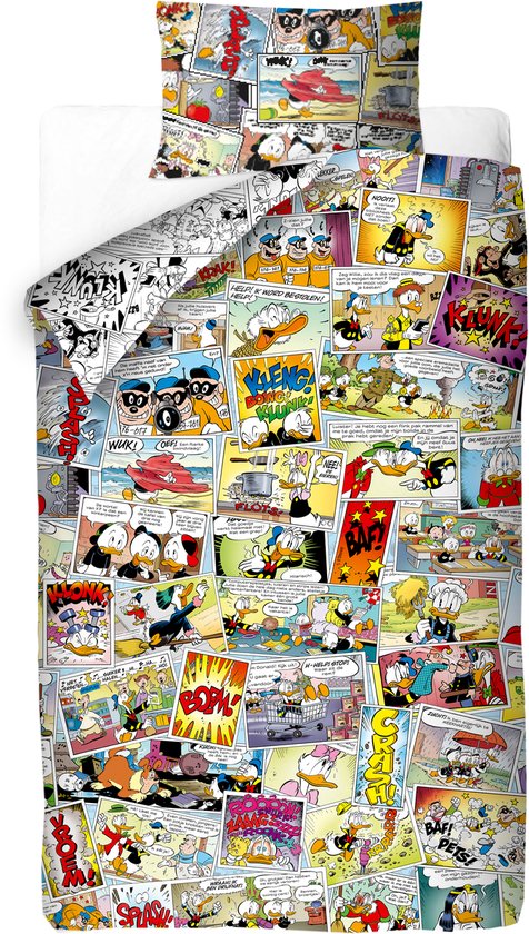 Disney Donald Duck - Dekbedovertrek Strip Retro - 140x200 cm - 100% katoen van Disney