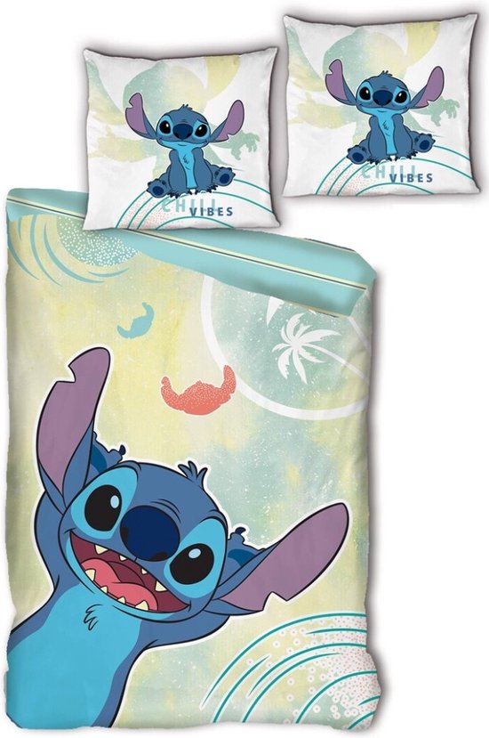 Disney Lilo & Stitch - Chill Vibes - Eenpersoons Dekbedovertrek - 140 x 200 cm - Katoen van Disney