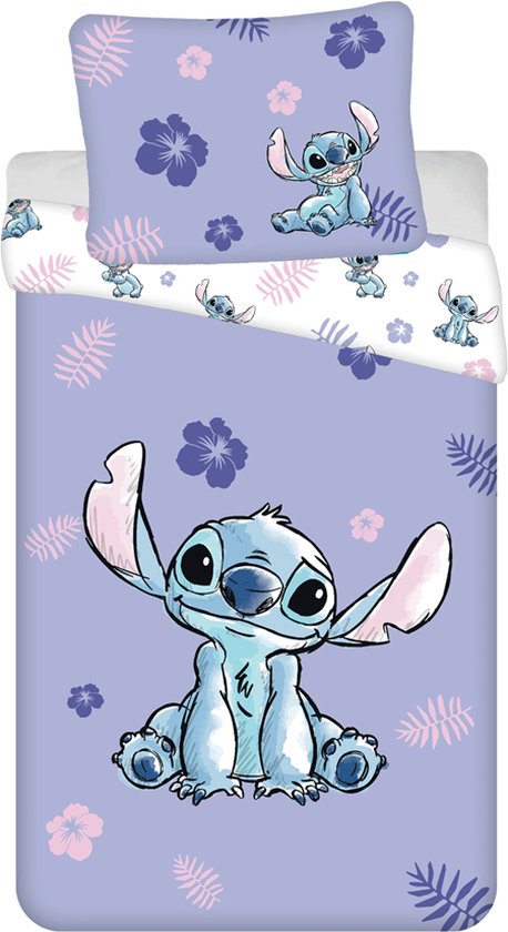 Disney Lilo & Stitch Dekbedovertrek, Flower - Eenpersoons - 140 x 200 cm + 70 x 90 cm - Katoen van Disney