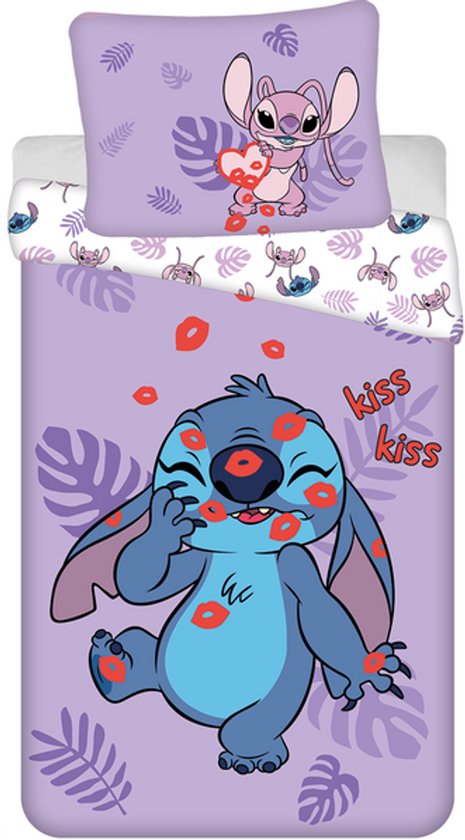Disney Lilo & Stitch Dekbedovertrek Kisses - 140 x 200 cm + 70 x 90 cm - Katoen van Merkloos