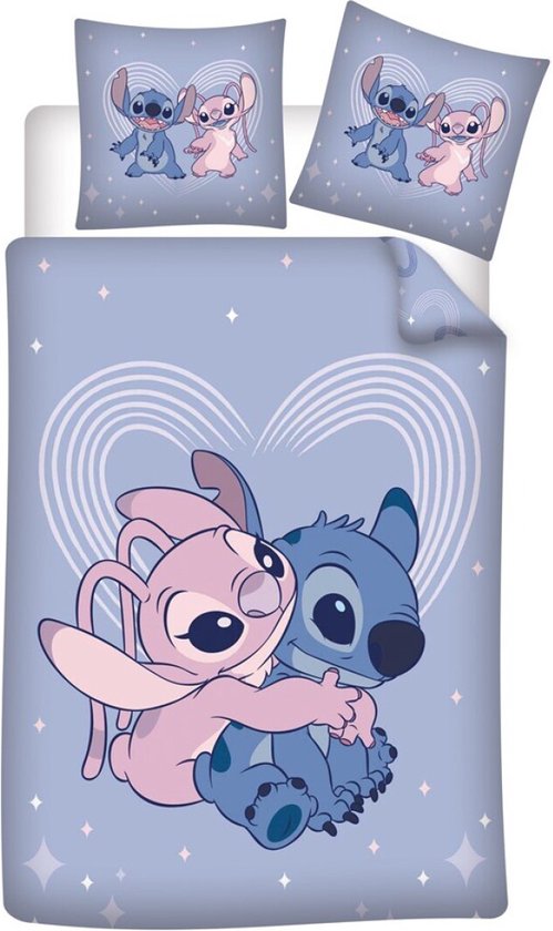 Disney Lilo & Stitch Dekbedovertrek, Love - Eenpersoons - 140 x 200 cm - Polykatoen van Merkloos