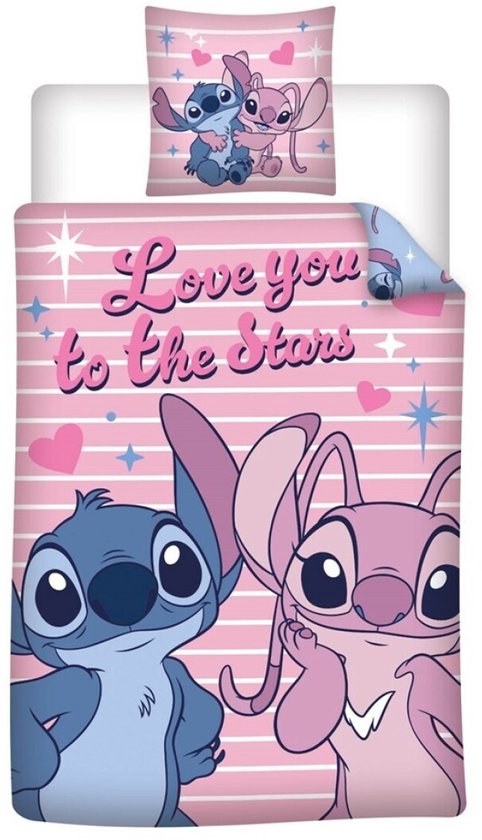 Disney Lilo & Stitch Dekbedovertrek Stars - 140 x 200 + 65 x 65 cm - Polycotton van Merkloos