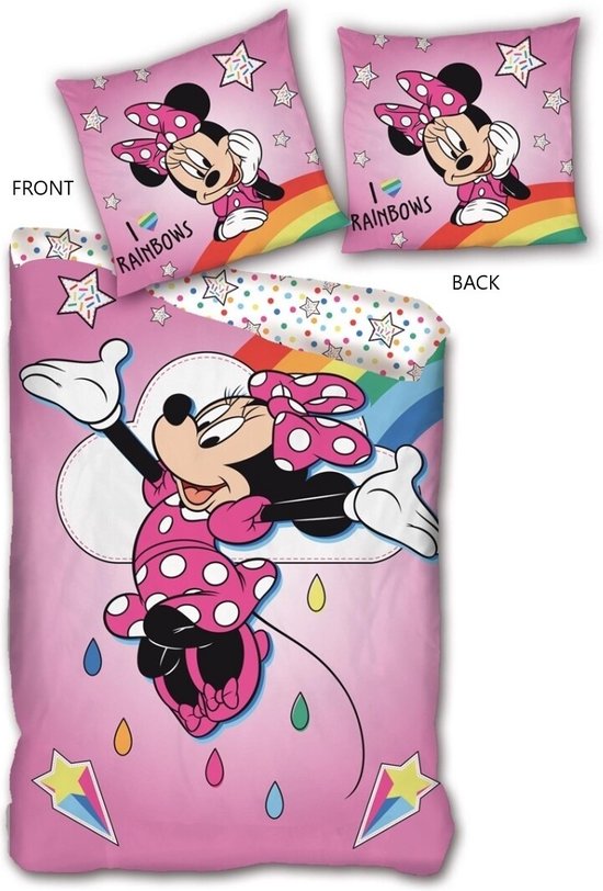 Disney Minnie Mouse Dekbedovertrek, Rainbows - 140 x 200 + 63 x 63 cm - Polyester van Disney