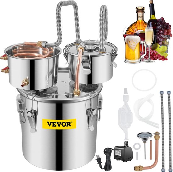 Distilleerapparaat - Distilleerder - Bier Brouwen - Alcohol - Destilleertoestel - Distilleerketel - Destillatie Installatie - Efficiëntie - Grijs van Royalty Line