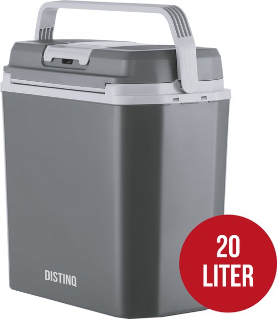 DistinQ Elektrische Koelbox voor Auto en Camping - Koelbox Elektrisch met Verwarmingsfunctie - 12v 230 Volt - 20L - Grijs van DistinQ