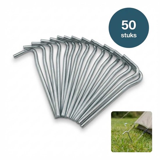 DIVERZA Tentharingen 10 cm – Set van 50 Stuks – Stalen Grondpennen – Tent Haringen voor Camping en Tarp van Merkloos