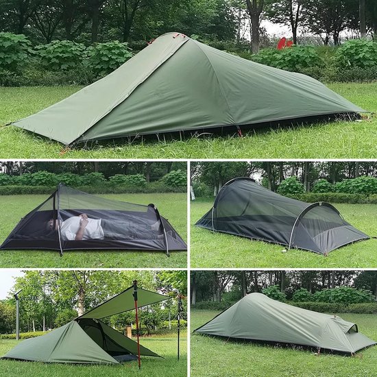 D.M.Store - Ultralight - Outdoor Camping Tent 1 Persoon Camping Tent Waterbestendig Tent Luchtvaart Aluminium Ondersteuning Draagbare Slaapzak Tent van Merkloos
