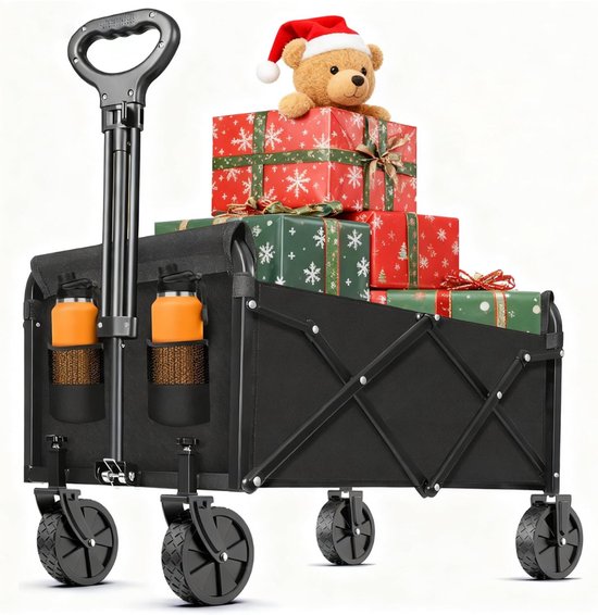 DnA® Bolderkar Opvouwbaar Luchtbanden - Bolderkar Opvouwbaar - Bolderkar Kinderenvervoer - Zwart - 72cm x 48cm x 95cm van DnA®