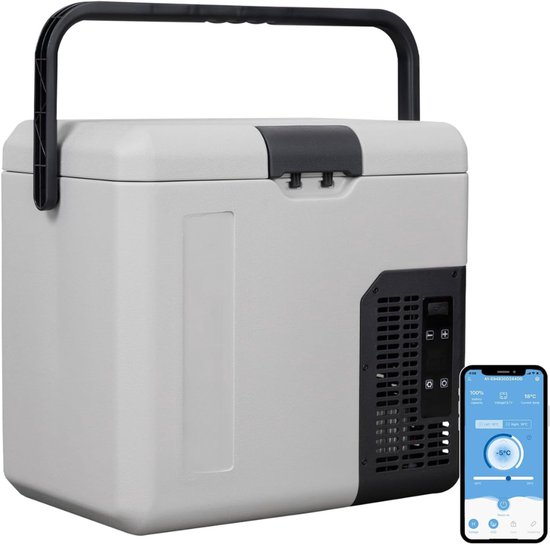 DnA® Koelbox Elektrisch - Compressor Koelbox - Camping Koelkast - Camping Koelkast Electrisch - Grijs - 48cm x 33cm x 42cm van Merkloos