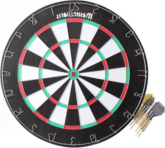 Doelschijf 45 cm met 6 pijlen - Master Darts - Grootte 45 cm - Kunststof - Voor binnen en buiten gebruik Dartbord van Doel