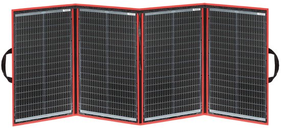DOKIO Zonnepaneel Opvouwbaar 200W 18V Kit Monokristallijn met Zonnelaadcontroller (LCD Display + 2 USB Uitgangen) en Kabel Voor 12V Autoaccu, AGM, GEL, Loodzuuraccu, Generatoren plug and play van Merkloos