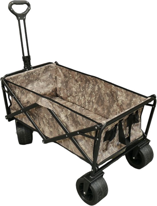 Domino® Bolderkar Bolderwagen - 50 kg Draagkracht 90L Moro - Inklapbare Transportwagen Strandkar - Wasbaar - Stevige Wielen - Draaibare wielen mét rem - Hoge kwaliteit van Merkloos