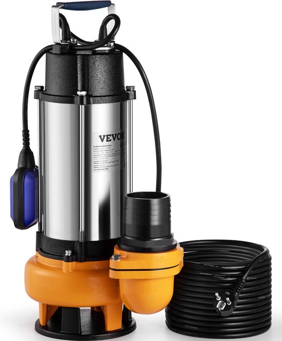 Dompelpomp - Maximaal Hefvermogen van 18m - 60.000L/U - Corrosiebestendige Gietijzeren Basis - Automatische Vlotterschakelaar - Voor Zwembaden - Kelders - Vijvers en Overstroomde Gebieden - 2200W - Zilver van TecTake