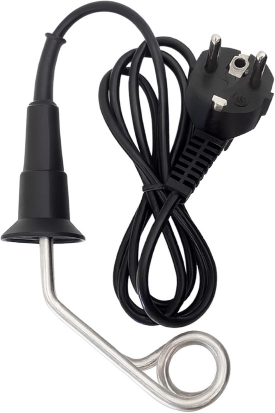 Dompelverwarmer - Zwart - 160 mm - Roestvrij Staal met Brede Flens - Voor Koken van Water