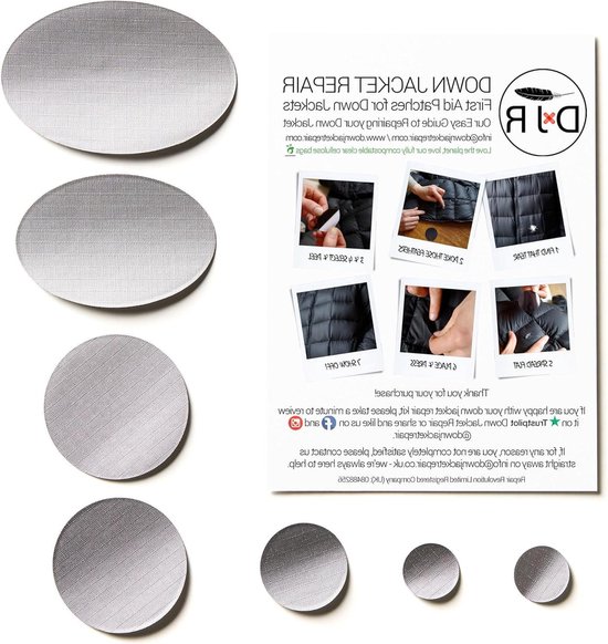 Donsjack Reparatie Patches - Jas Herstel Kit - Kleding Repareren - Zelfklevend Ripstop Nylon - 7 Stuks - Wit van Merkloos