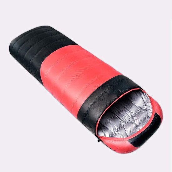 Donsslaapzak Sarcofaag - Extreme koude - Kamperen en wandelen - Ultralicht compact - 210 x 80 cm - Rood