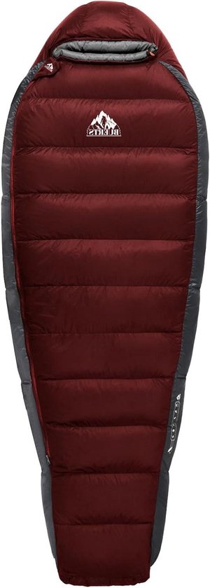 Donsslaapzak volwassenen - Compacte slaapzak - Kamperen en wandelen - Ultralicht donsvulling - 210 x 80 cm - Rood