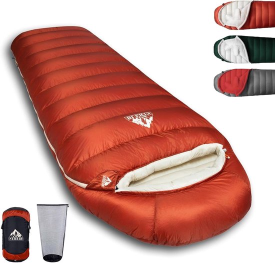 Donsslaapzak Volwassenen - Winter Slaapzak - Kamperen en Reizen - Warmte en Comfort - 217 x 82 cm - Rood