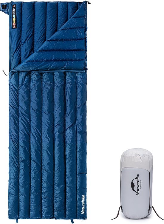 Donzen Slaapzak - Eendendons Slaapzak - Buiten Kamperen - Ultralicht Compact - 190 x 72 cm - Marineblauw