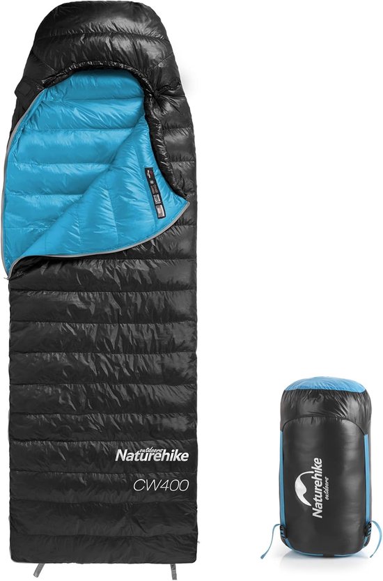 Donzen Slaapzak - Lichtgewicht Slaapzak - Outdoor Kamperen - Waterafstotende Coating - 220 cm - Zwart