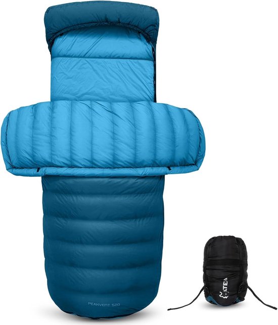 Donzen Slaapzak - Winter Slaapzak - Kamperen Avonturen - 3-in-1 Dekenslaapzak - XXL 200x85cm - Blauw