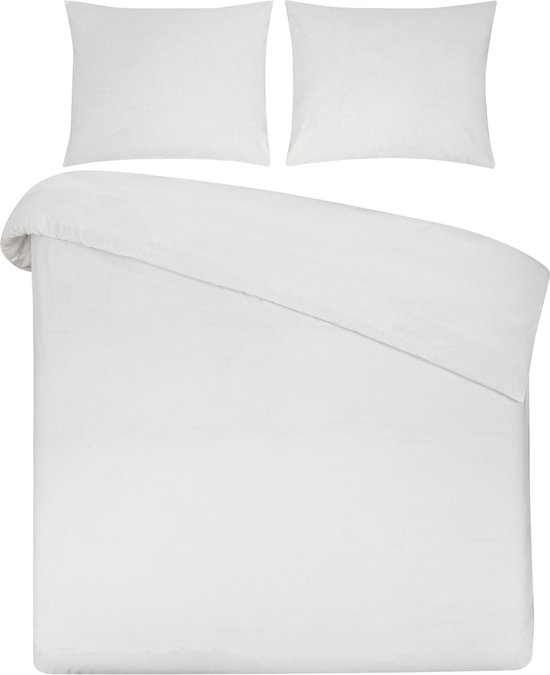 DoubleDry Dekbedovertrek 100% Natuurlijk Katoen - Eenpersoons 140x200/220 cm + 1 Kussensloop - Ademend & Zacht - Wit van Sleeplife