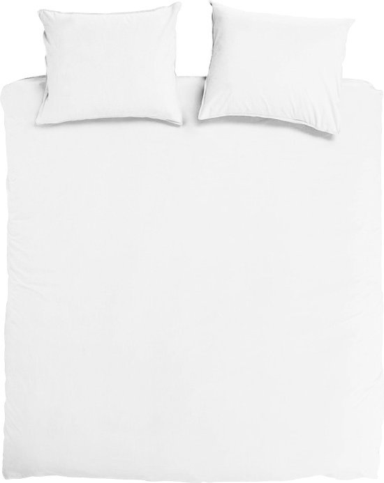 DoubleDry Dekbedovertrek 100% Percal Katoen - Eenpersoons 140x200/220 cm + 1 Kussensloop - Zacht, Ademend en Huidvriendelijk - Wit van Merkloos