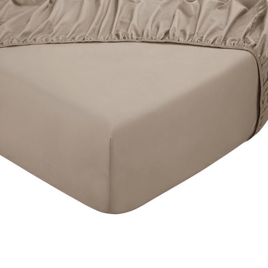 DoubleDry Hoeslaken 140x200 cm - 100% Natuurlijk Katoen - Zacht & Ademend - Rondom Elastiek - OEKO-TEX & BSCI - Beige van DoubleWash