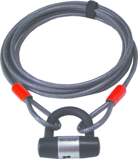 DoubleLock Staalkabel - diameter 10mm - 500cm - beugelslot met ruime beugel - zwart van DoubleLock