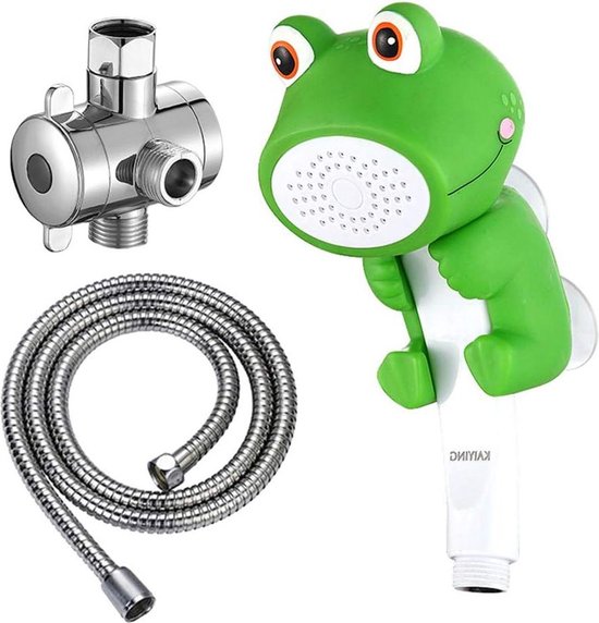 Douchekop kikker voor kinderen - cartoon waterstroom sproeidouche baby handdouche - bad accessoires bad kinderen - douche bevestiging - slang - schakelventiel van KrocoDocche