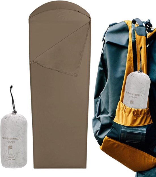 Douchetas Reislaken - Slaaplinnen Zak - Kamperen Reizen - Lichtgewicht Draagbaar - 210 x 80 cm - Donkere Koffie