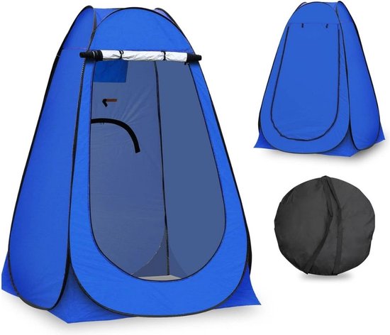 Douchetent - Camping Douche Tent – Omkleedtent Met Ritsbare Sluiting – Toilettent – WC Tent Inclusief Opbergzak – Omkleedscherm – Pop Up Tent Waterdicht – Voor Camperen, Strand En Reizen - Blauw van Uniprimecare