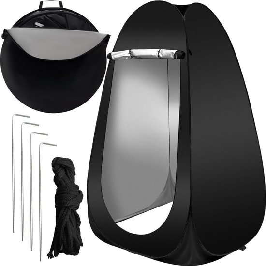 Douchetent - Camping Douche Tent - Omkleedtent Met Ritsbare Sluiting - Toilettent - WC Tent Inclusief Opbergzak - Omkleedscherm - Pop Up Tent Waterdicht - Voor Camperen, Strand En Reizen - Gooi Tent - Zwart van Merkloos