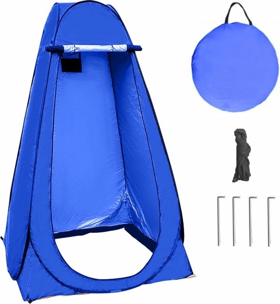 Douchetent Pop-up 190 cm - Camping douche - Omkleedtent - incl. Tentharingen en Draagtas - Blauw van LifeGoods