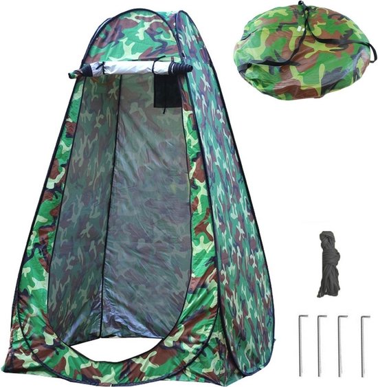 Douchetent Pop-up 190 cm - Camping douche - Omkleedtent - incl. Tentharingen en Draagtas - Leger Camouflage van White Labelz