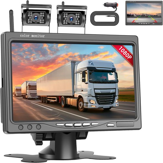Draadloze Achteruitrijcamera met 7-inch HD Monitor - IP68 Waterdicht voor Auto, Vrachtwagen en SUV