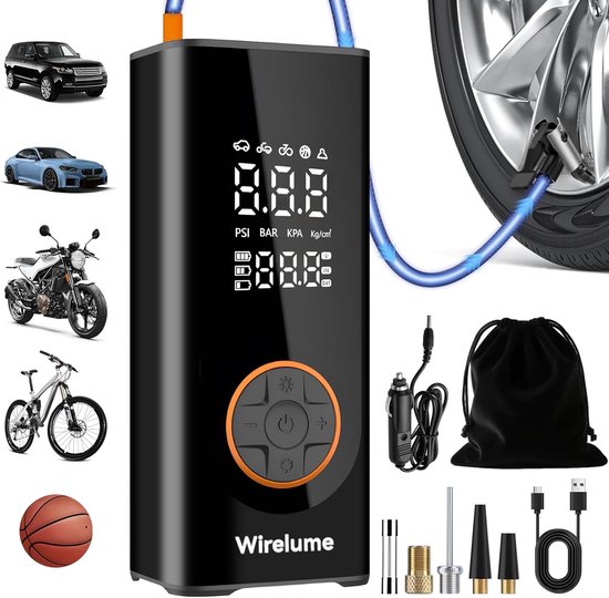 Draadloze Banden pomp 150PSI – Draagbare Elektrische Luchtcompressor met 6000mAh Accu – Digitale Bandenspanningsmeter met Automatische Uitschakeling – Voor Auto, Fiets, Motor en Sportballen