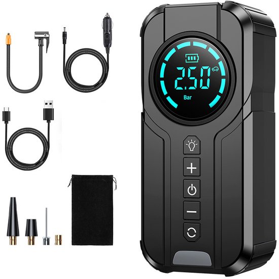 Draadloze, draagbare autobandenpomp voor auto's en sedans van Merkloos