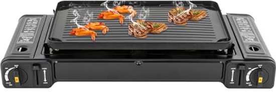 Draagbaar 2-pits Camping Gaskooktoestel met Grillplaat voor Buiten van Gimeg