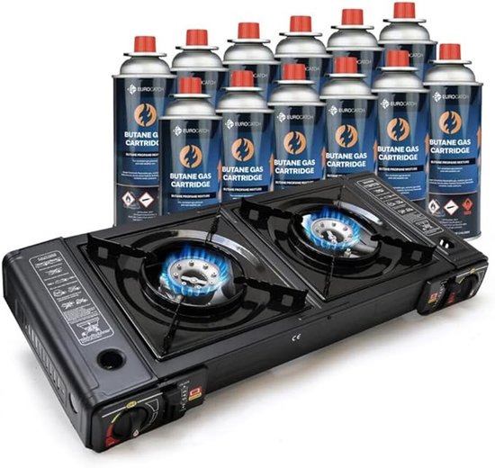 Draagbaar 2-pits gasfornuis voor buiten met elektrische ontsteking van Merkloos