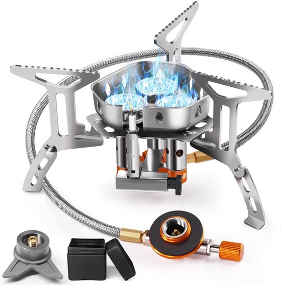 Draagbaar Camping Gasfornuis - Aluminium - 6800W Vermogen - 3 Branders - Voor Kamperen en Outdoor Koken