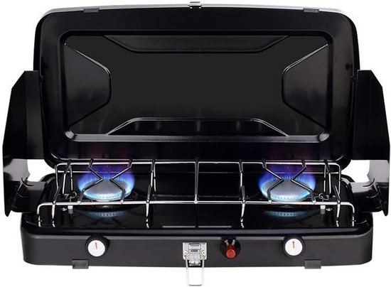 Draagbaar Camping Gasfornuis met 2 Pitten - Geschikt voor Propaan en Butaangas van Merkloos