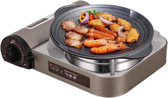 Draagbaar Campingfornuis - Compact Kooktoestel - Outdoor Koken - Winddichte Verbranding - 30 x 24 x 8 cm - Zilver