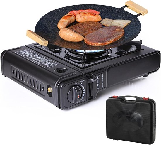 Draagbaar Campingfornuis - Compacte Brander - Buiten Koken - Geoptimaliseerd Verbruik - 38x33x12 cm - Zilver