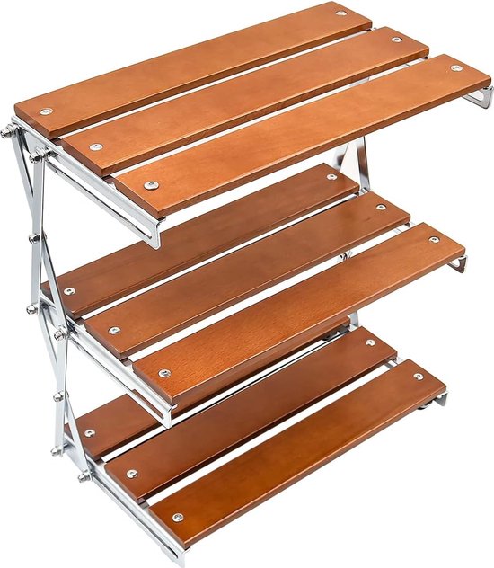 Draagbaar campingrek 3-laags outdoor campingtafel 3-traps opvouwbaar rek picknick bureau buiten voor camping party picknick strand BBQ BBQ koken van DEERFAMY