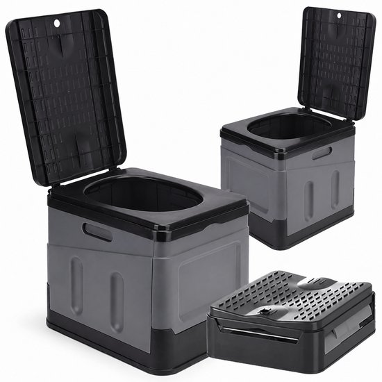 Draagbaar Campingtoilet – Opvouwbaar Mobiel Toilet – 27 Liter – Toilet, Kruk & Opbergbox – Voor Camping, Camper, Caravan & Outdoor