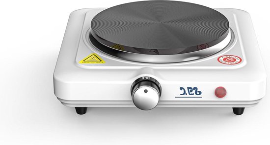 Draagbaar elektrisch fornuis met plaat - gietijzeren kookplaat, instelbare temperatuur - camping en reizen - outdoor keuken - wit 1000 W van Tristar