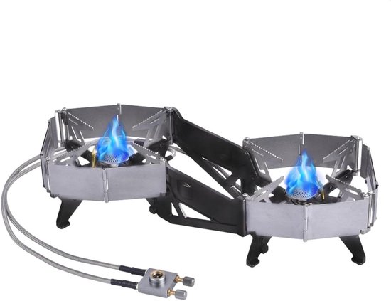 Draagbaar fornuis - Camping kooktoestel - Outdoor koken - Inklapbaar windscherm - 34L x 11.7B cm - Zilver