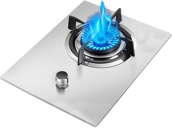 Draagbaar Gasfornuis - 1-pits Kookplaat - Buiten Koken - Elektronische Ontsteking - 33x43 cm - Zilver